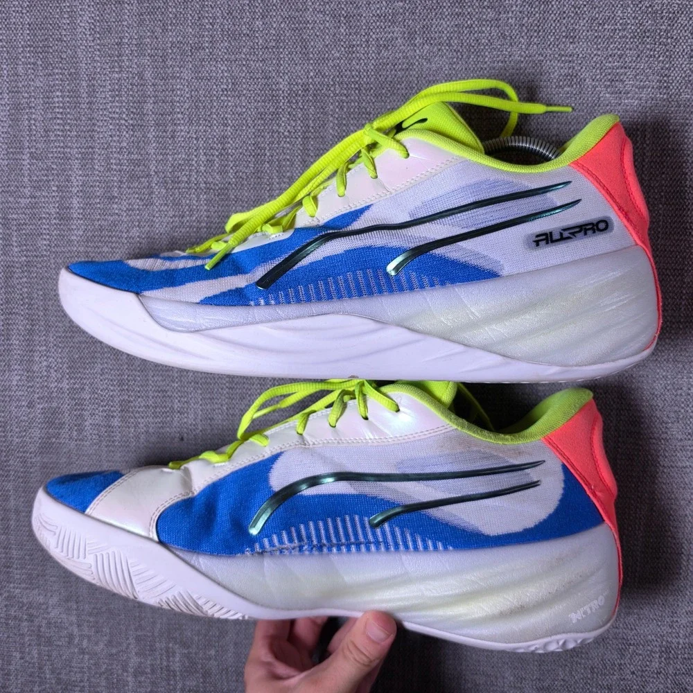Puma All-Pro Nitro Mens 15 White Blue Multi Basketball Shoes 311259-01